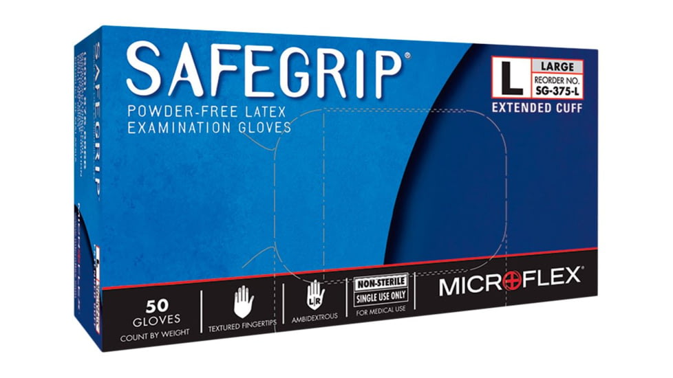Microflex Safegrip Powder-Free Latex Gloves, Microflex SG-375-L, Pack