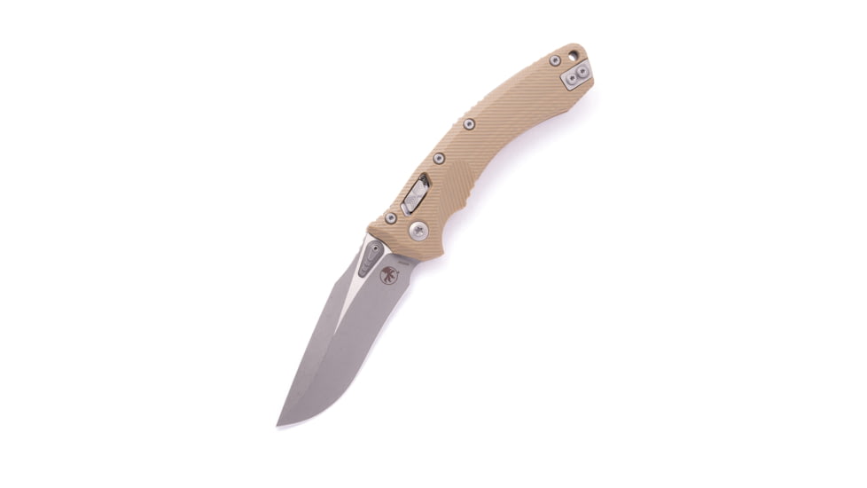 Microtech Amphibian Apocalyptic Fluted Standard 3.875in Folding Knife, Manual Folder, Tan, 137RL-10APFLGTTA