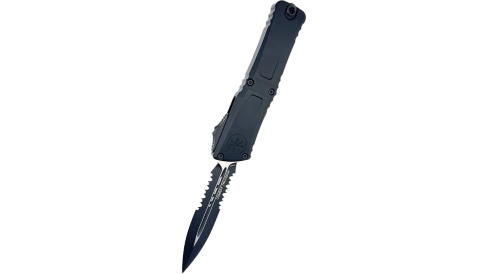 Microtech Combat Troodon D/E Gen III Tactical Partial Serrated 4in Folding Knife, Black, 1142-2T