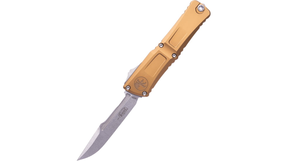 Microtech Combat Troodon Gen III Interceptor Signature Series Standard 4in Folding Knife, Tan Stonewash, 1217-10TAS