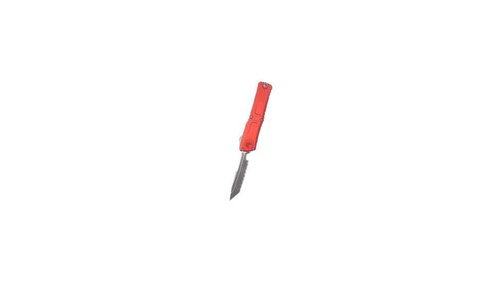Microtech Combat Troodon Gen III T/E Apocalyptic Full Serrated 4in Folding Knife, Red, 1144-12APRD