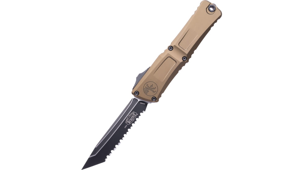 Microtech Combat Troodon Gen III T/E Full Serrated 4in Folding Knife, Black, Od Green, 1144-3OD
