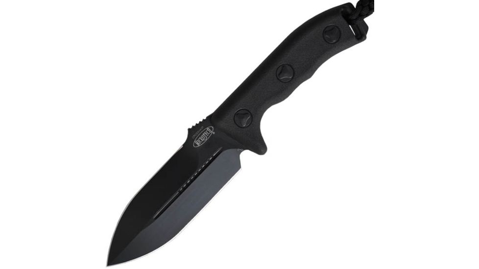 Microtech Crosshair DE Fixed Blade Knife, Black Handle, Black Plain MT101-1BL