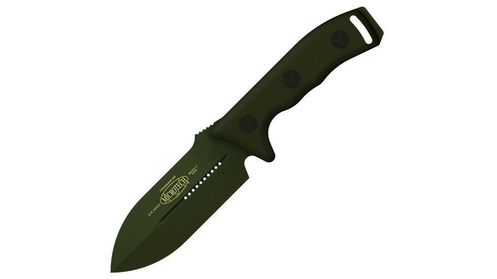 Microtech Crosshair DE Fixed Blade Knife, Green Handle, Green Plain MT101-1GR