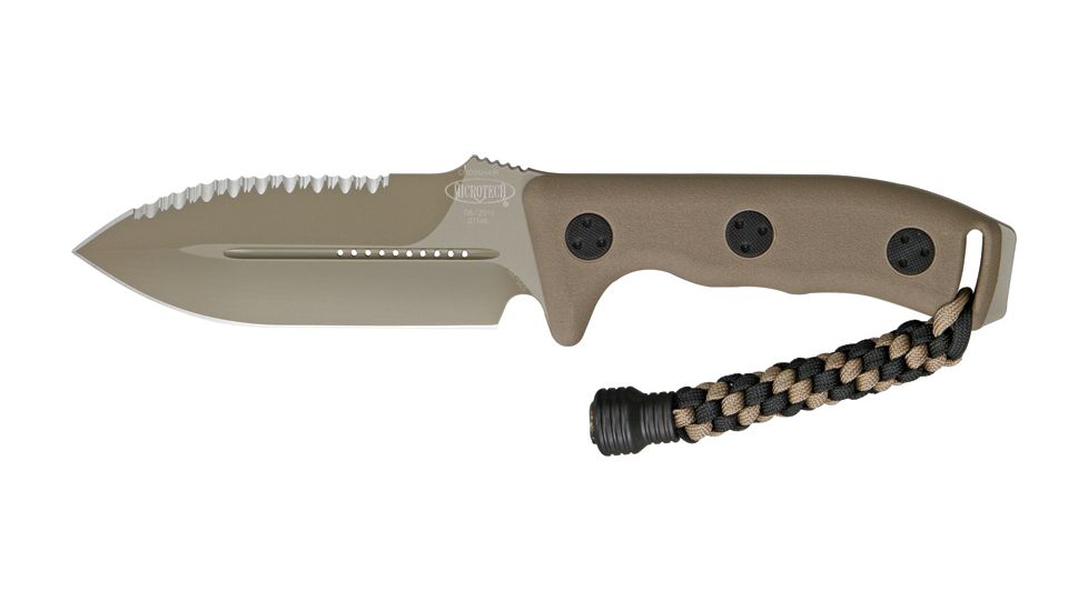 Microtech Crosshair DE Fixed Blade Knife, Tan Handle, Tan Combo Edge Plain MT101-3TA