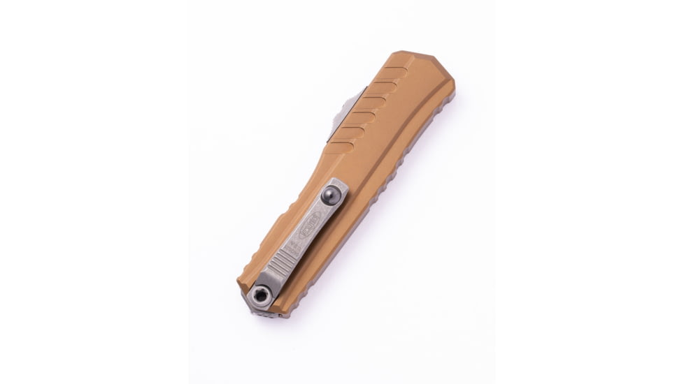 Microtech Cypher Ii D/E Apocalyptic Standard 4in Automatic Folding Knife, Tan, 1242-10APTA