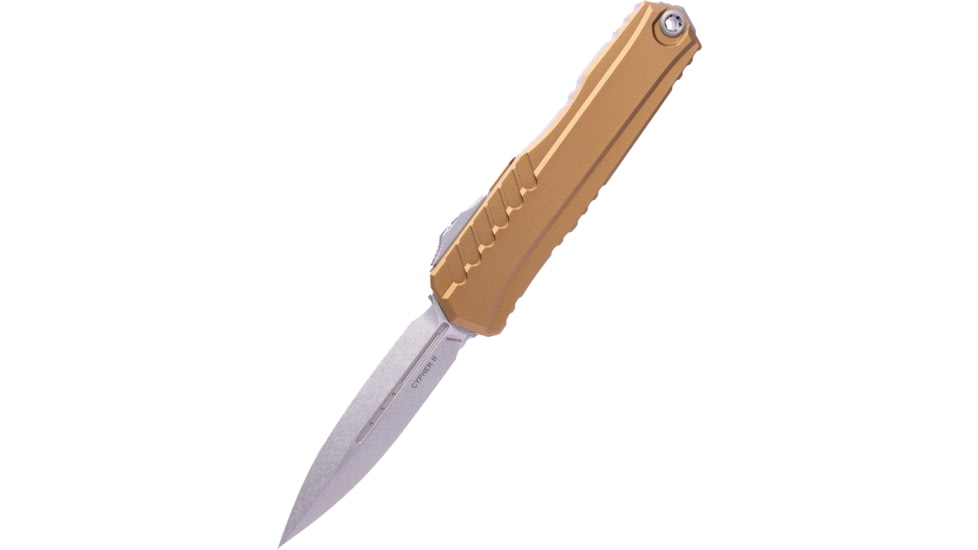 Microtech Cypher II D/E Standard 3.55in Folding Knife, Tan, 1242-10TA