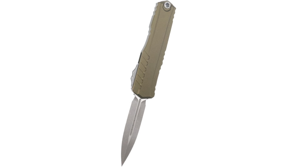 Microtech Cypher II D/E Stonewash Standard 3.55in Folding Knife, Od Green Apocalyptic, 1242-10APOD
