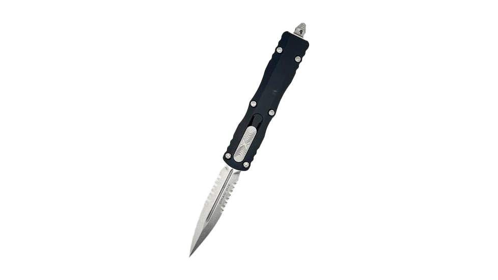 Microtech Dirac D/E Stonewash Standard Partial Serrations 2.875in Folding Knife, Black, 225-11