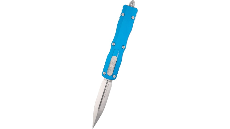Microtech Dirac Delta D/E Satin Standard 3.75in OTF Automatic Folding Knife, Blue, 227-4BL