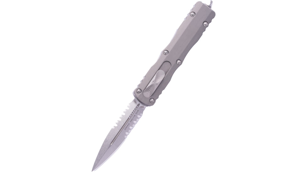 Microtech Dirac Delta D/E Stonewash Standard 3.75in Folding Knife, Natural Clear, 227-11NC