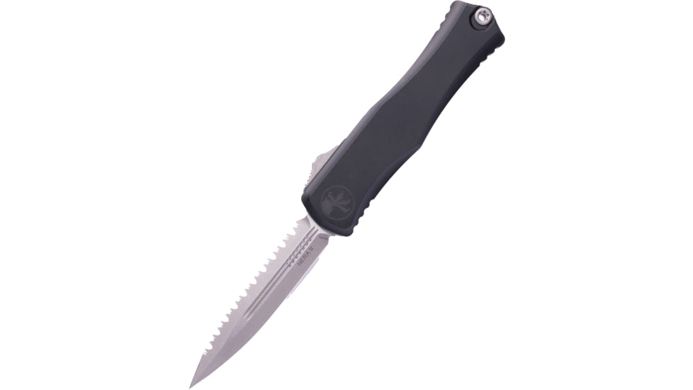 Microtech Hera II D/E Apocalyptic Full Serrated 4.01in Folding Knife, Black, 1702-12AP