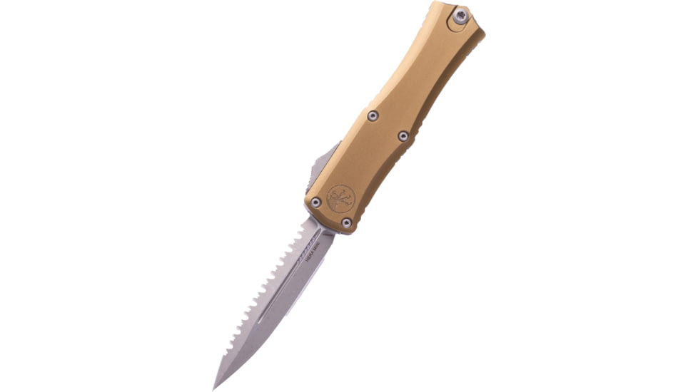Microtech Hera II Mini D/E Apocalyptic Full Serrate 2.9in Folding Knife, Od Green, 1702M-12APOD