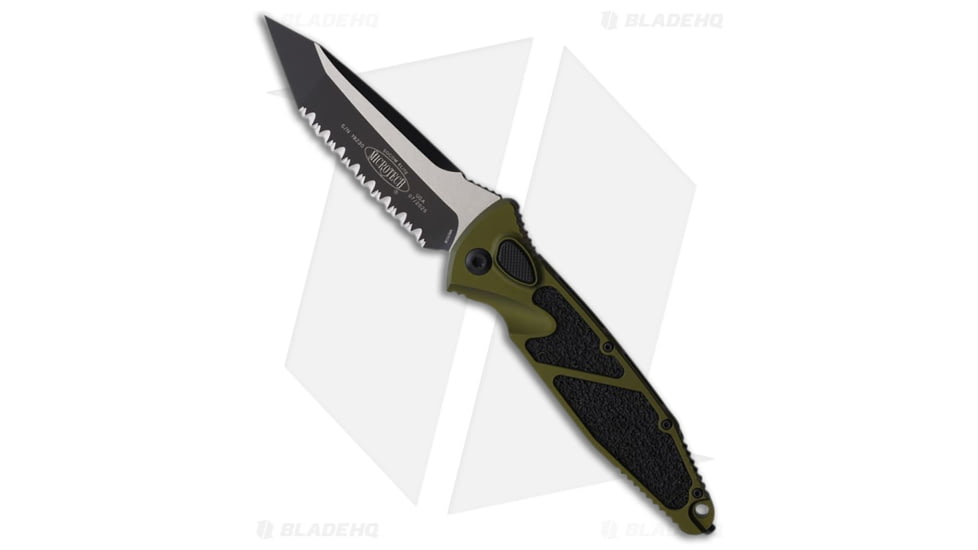 Microtech Socom Elite Automatic Folding Knife, 4.00in, Bohler M390 Stainless Steel, Tanto Blade, Aluminum, OD Green Handle, OD Green/Black, 9.00 inch, BHQ-220956