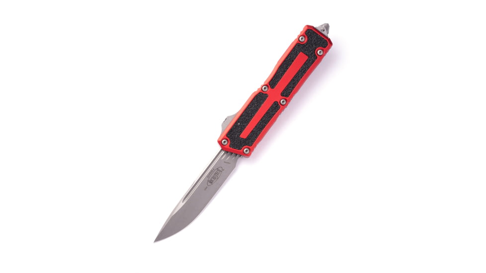 Microtech Scarab II Gen III S/E AP Stonewash Standard 3.95in Automatic Folding Knife, Double-Action OTF, Red, 1278-10APRD