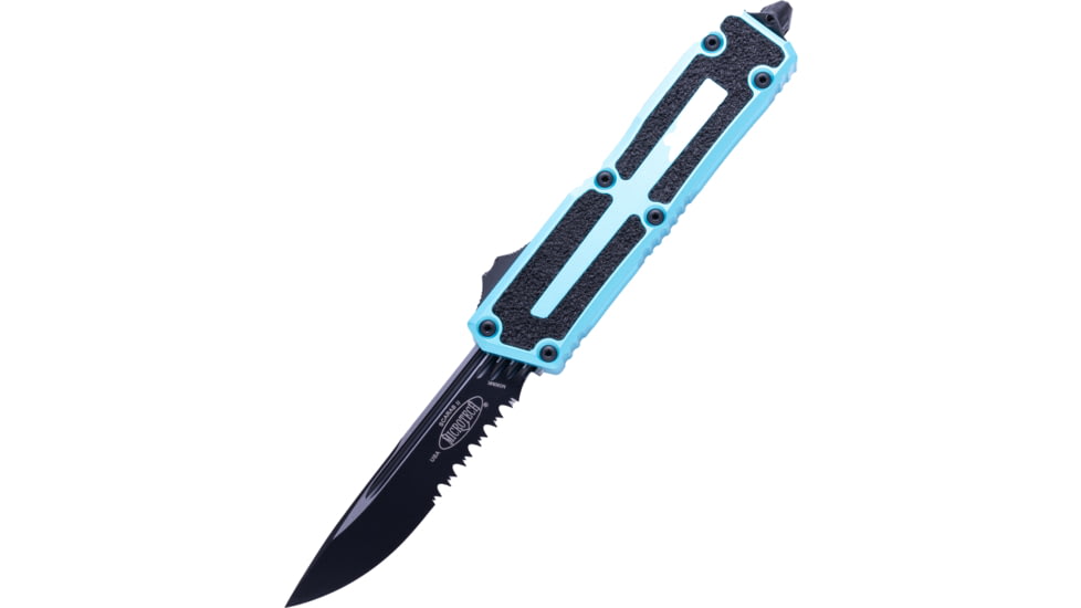 Microtech Scarab II Gen III S/E Part Serrate 3.95in Folding Knife, Turquoise, 1278-2TQ