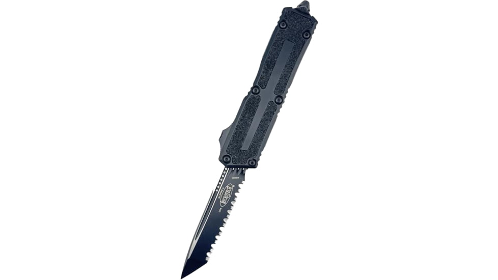 Microtech Scarab II Gen III Tactical T/E Automatic Folding Knife, 3.95in, Bohler M390MK, Black, Tanto Blade, Aluminum, Black Handle, 1279-3T