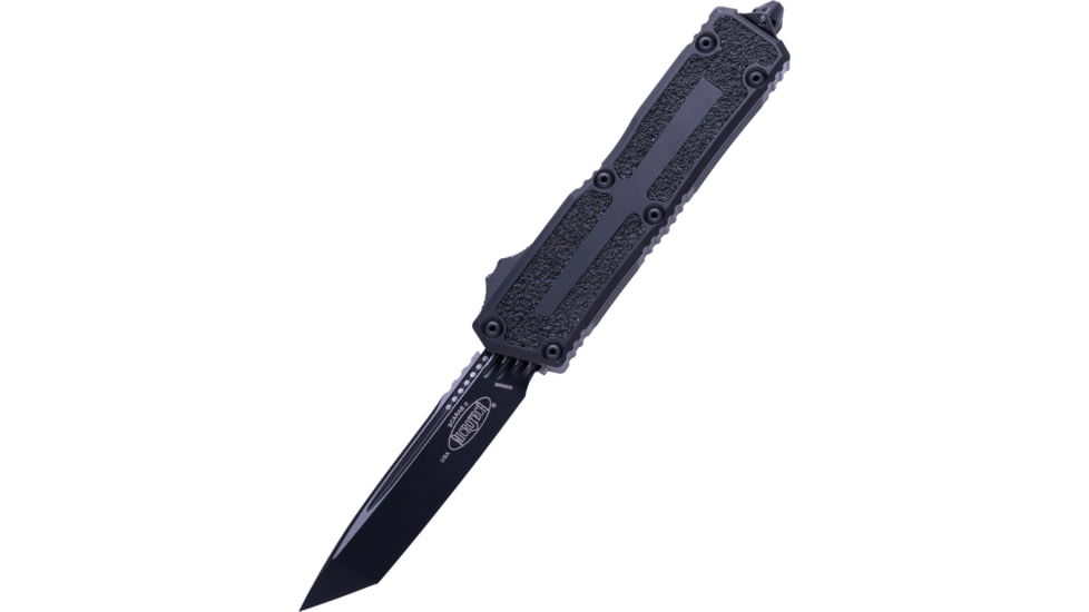 Microtech Scarab II Gen III T/E Black Standard Tactical OTF Automatic Folding Knife, 3.95in Black Blade, Black Handle, 1279-1T