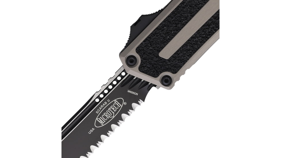 Microtech Scarab II Gen III T/E Part Serrate 3.95in Folding Knife, Natural Clear, 1279-3NC
