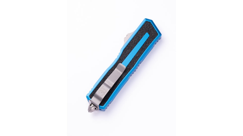 Microtech Scarab II Gen III T/E Stonewash Standard 3.95in Automatic Folding Knife, Double-Action OTF, Blue, 1279-10BL