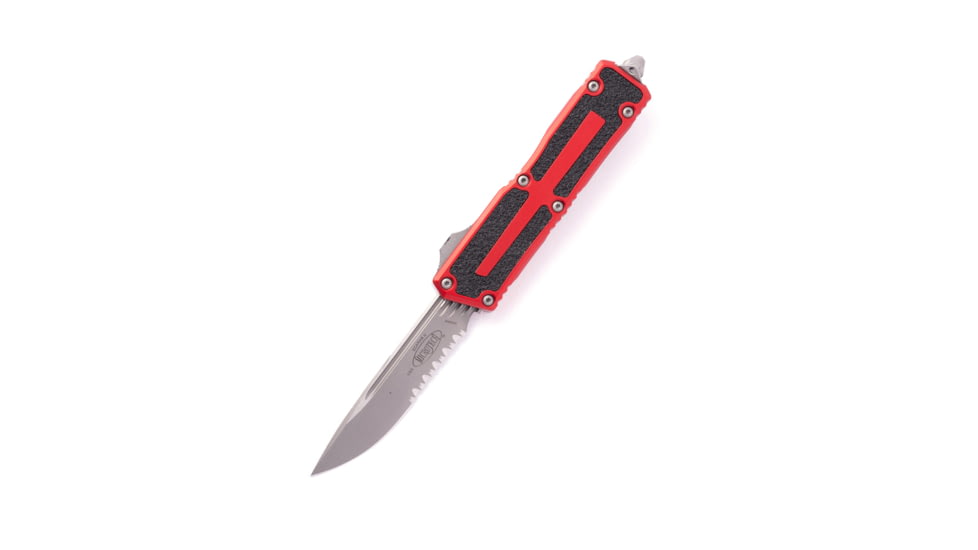 Microtech Scarab II S/E Gen III Apocalyptic Partial Serrated 3.95in Automatic Folding Knife, Double-Action OTF, Red, 1278-11APRD