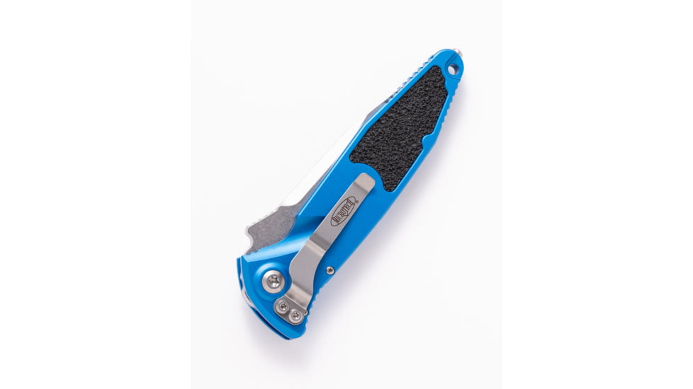 Microtech Socom Elite S/E-A Stonewash Standard 4.05in Automatic Folding Knife, Automatic Folder, Blue, 160A-10BL