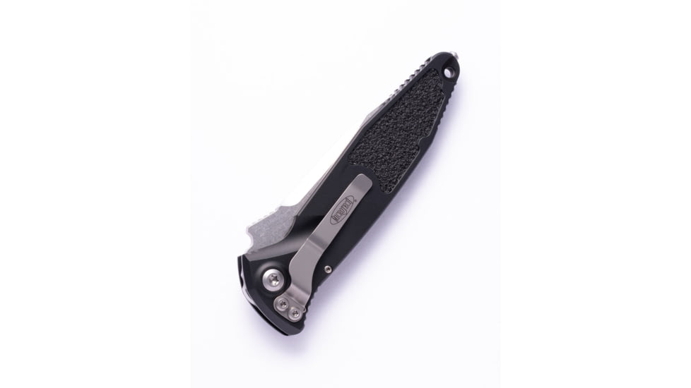 Microtech Socom Elite S/E Auto Stonewash Part Serrated 4.05in Automatic Folding Knife, Automatic Folder, 160A-11