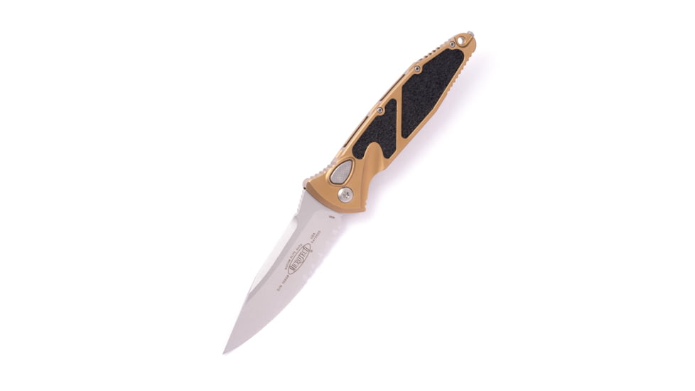 Microtech Socom Elite S/E Auto Stonewash Partial Serrated 4.05in Automatic Folding Knife, Automatic Folder, Tan, 160A-11TA