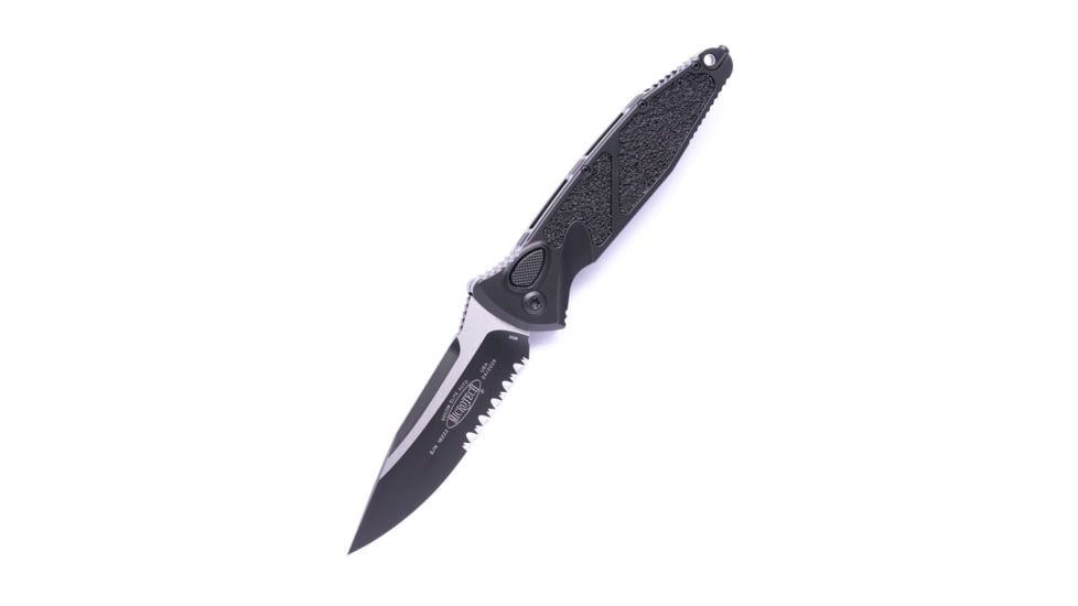 Microtech Socom Elite S/E-Auto Tactical Partial Serrated 4.05in Automatic Folding Knife, Automatic Folder, Black, 160A-2T