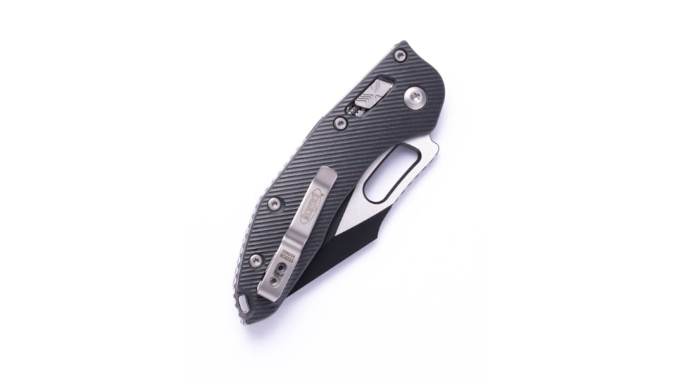 Microtech Stitch Ram Lok S/E Black Full Serrate Fluted G-10 3.71in Folding Knife, Black, 169RL-3FLGTBK