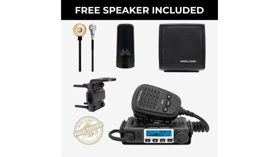 Midland MXT500AGVP3SP Speaker Bundle 50-Watt Two-Way Radio with Bracket Mount Antenna, MXT500AGVP3SP