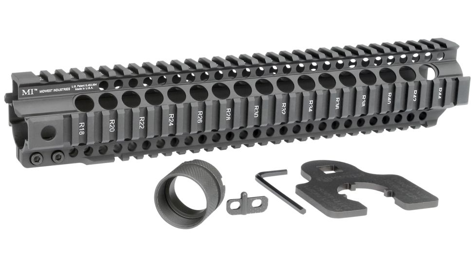 Midwest Industries 12.65in Combat Rail T-Series One Piece Free Float Handguard, Black, MI-CRT-12.625