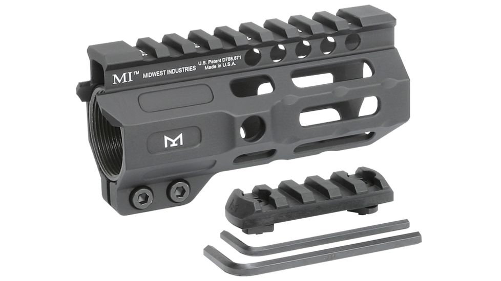 Midwest Industries 4.5in Combat Rail M-Lok Handguard, Black, MI-CRM4.5
