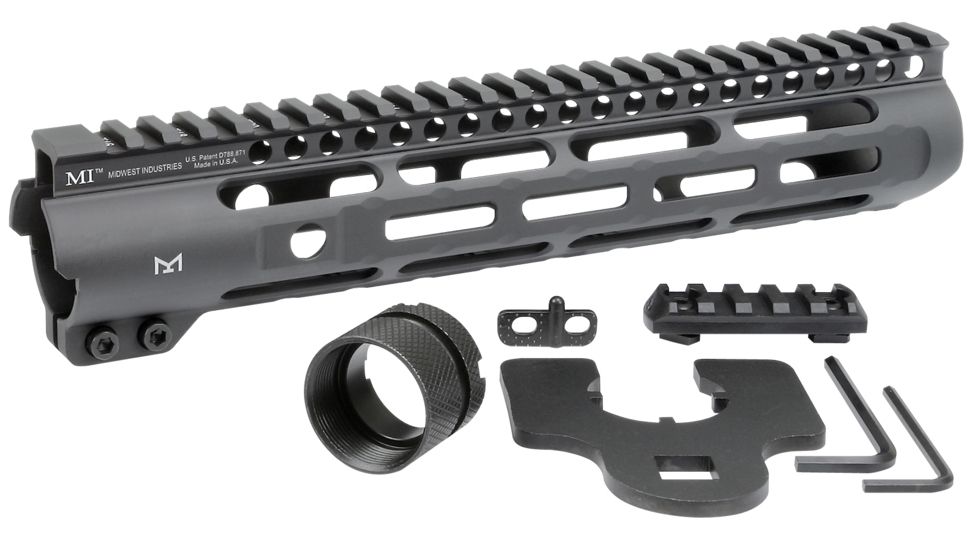 Midwest Industries AR-15/M16 SLH Free Float Slim Line Handguard, 10.5 inches, Black, MI-SLH-10.5