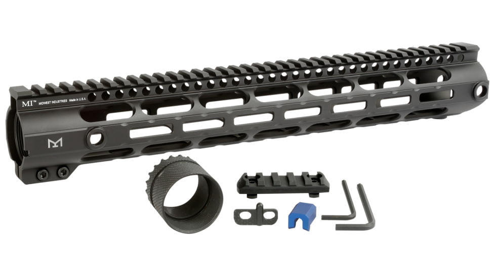 Midwest Industries High Combat Rail Handguard, DPMS LR-308, 15 in, M-LOK, .210 Tang Height, Anodized, Black, MI-CR308-15