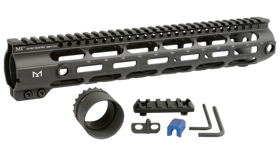 Midwest Industries Low Combat Rail Handguard, DPMS LR-308, 12.625 in, M-LOK, .150 Tang Height, Anodized, Black, MI-CRL308-12.625