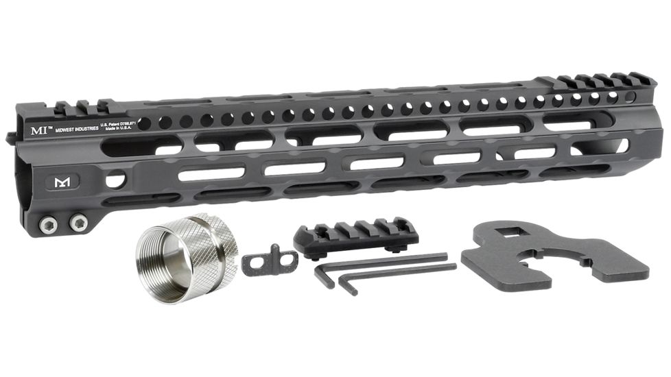 Midwest Industries MI Ultra Lightweight Titanium One Piece Free Float Handguard, M-LOK compatible, Black, 12.625in, MI-ULW12.625