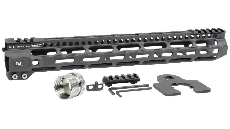 Midwest Industries MI Ultra Lightweight Titanium One Piece Free Float Handguard, M-LOK compatible, Black, 14in, MI-ULW14