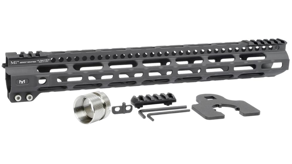Midwest Industries MI Ultra Lightweight Titanium One Piece Free Float Handguard, M-LOK compatible, Black, 15in, MI-ULW15