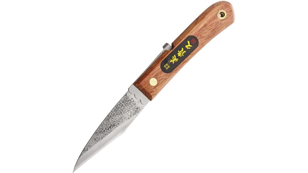 Mikihisa Single Bevel Left Hand Folder Folding Knife,4in,Japanese Cherry Wood Handle MIKA122