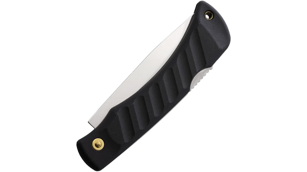 Mikov Crocodile Black DP Folding Knife, 4.75in Closed, 3.75in Mirror 420 Stainless Drop Point Blade, Black Plastic Handle, 129940