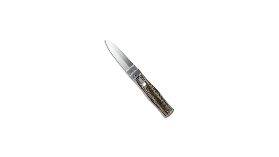 Mikov Mikov 241 Predator Lever Lock Automatic Knife Stag 3.75" Polish, Brown, 420, adult, BHQ-27236