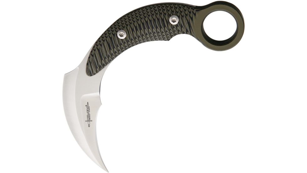 Mil-Tac Hossom Karambit Woodland Camo Fixed Blade Knife, 3.5in, 154CM Steel, Standard Edge, Satin, Woodland Camo, G10 Handle MILKA01