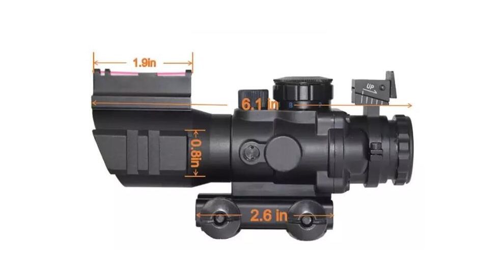 Army Navy Sales Tri-Illuminated Rifle Scope w/Fiber Optic Sight, 4x32mm, 25.4 Tube, Black, 4x32 Tri-ILLuminate
