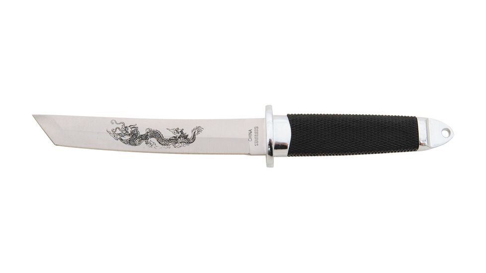 Miscellaneous Black Dragon Tanto Fixed Blade Knife,5.125in,Tanto Blade,Black Checkered Rubber Handle M1841
