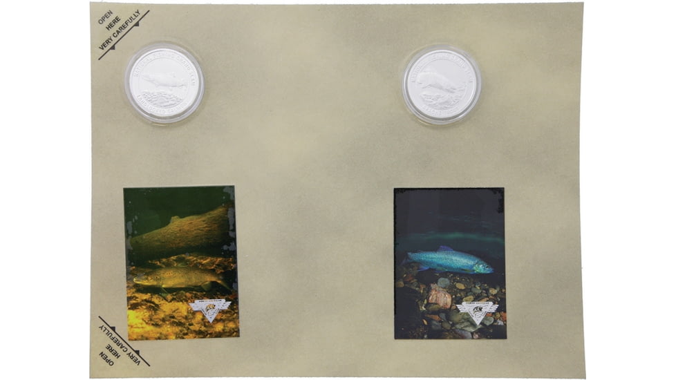 Miscellaneous Collectible Coins Salmon Set of 2 with Silver Finish, Landlocked Salmon And Apache Trout, 1.5in Diameter, Silver Finish, Double-Struck, Proof Quality, Minter'S Artwork, F1568S
