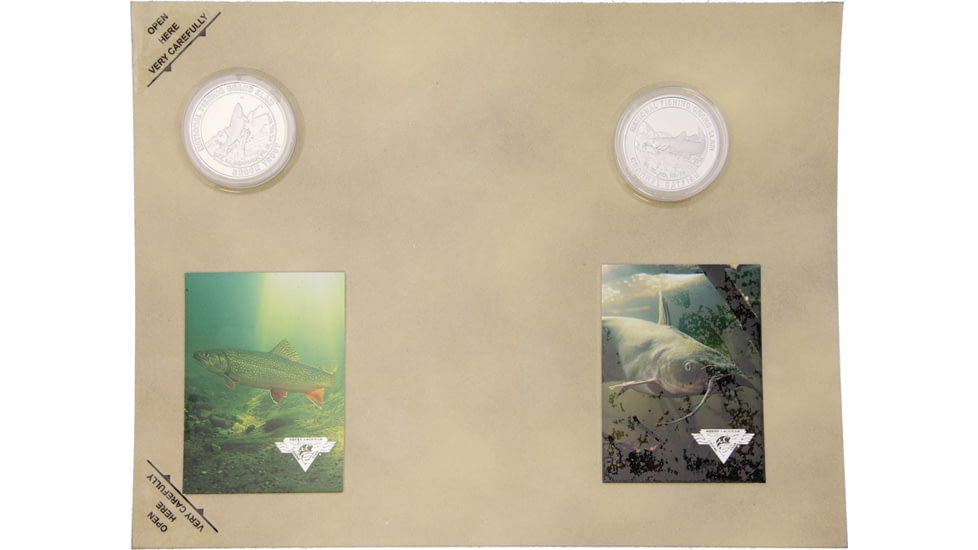 Miscellaneous Collectible Coins TroutCatfish Set of 2 with Silver Finish, Brook Trout And Channel Catfish, 1.5in Diameter, Silver Finish, Double-Struck, Proof Quality, Minter'S Artwork, F1552S