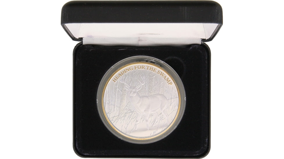 Miscellaneous Commemorative Coin with Silver Finish, American Hunting Club Coin With Les Kouba Heading For The Swamp Artwork, 2.5in Diameter, Silver Finish, Gift Boxed, SRGH1597