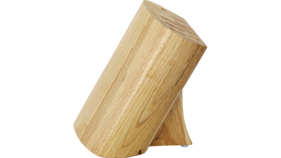 Miscellaneous Cutlery Block Kitchen Knives, Measures 6 3/4in X 5 1/2in X 8 5/8in, Wooden Construction, Holds An Eight Knife Set With Sharpener, Brown, F1963