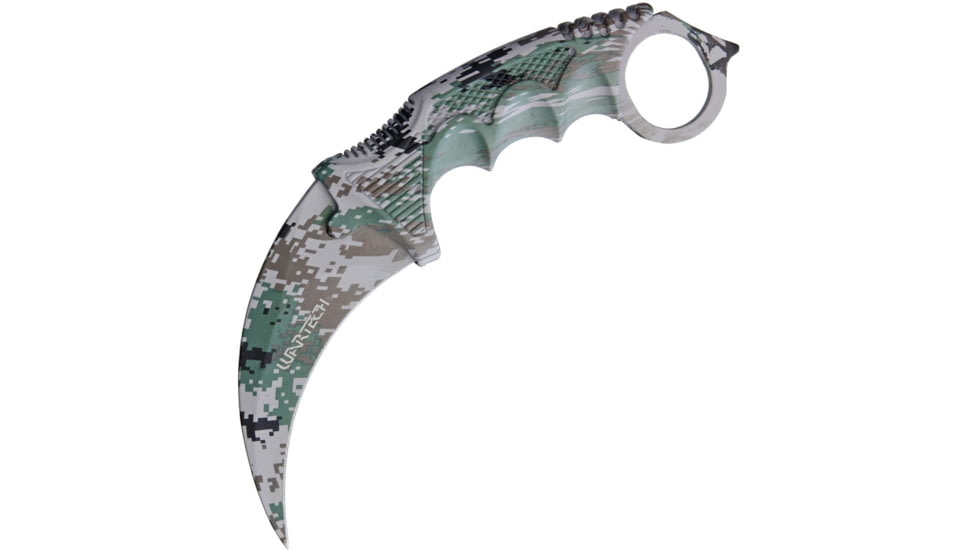 Miscellaneous Digi Camo Neck Knife, 7.25in Overall, 3.5in Camo Finish SS Karambit Blade, Camo Finger Grooved Nylon, YC-9115-CM